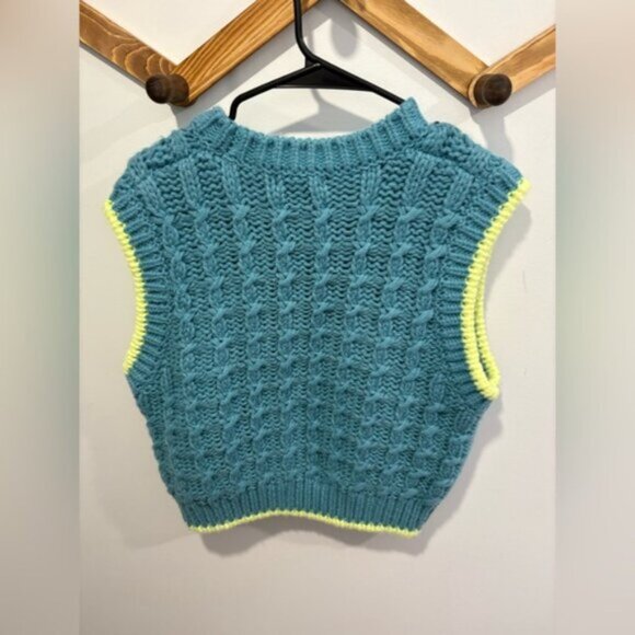 OLIVER BONAS Blue Chunky Knitted Vest - Picture 6 of 7